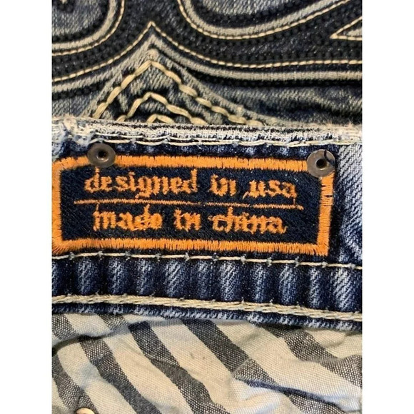 Rock Revival Men's Ethan Destroyed Distressed Slim Straight Leg Jeans Size 32x29 - Picture 16 of 16